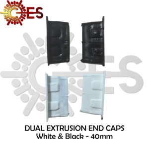 Dual Aluminum Extrusion End Caps - Black, 40mm